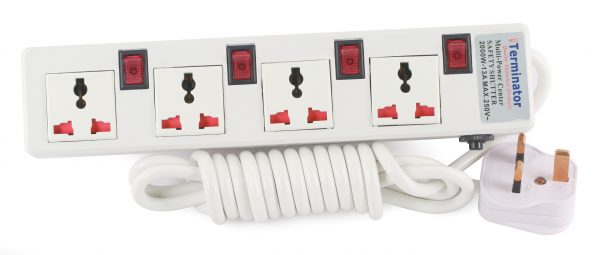 Terminator 4G Universal Socket Power Bar With Individual Switches, Neon, and Shutters - 3m - TPB 14U