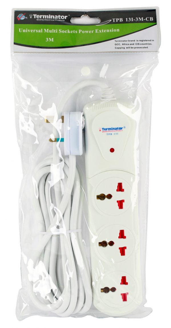 Terminator 3G Universal Power Extension-3m With Indicator - TPB 13I-3M-CB