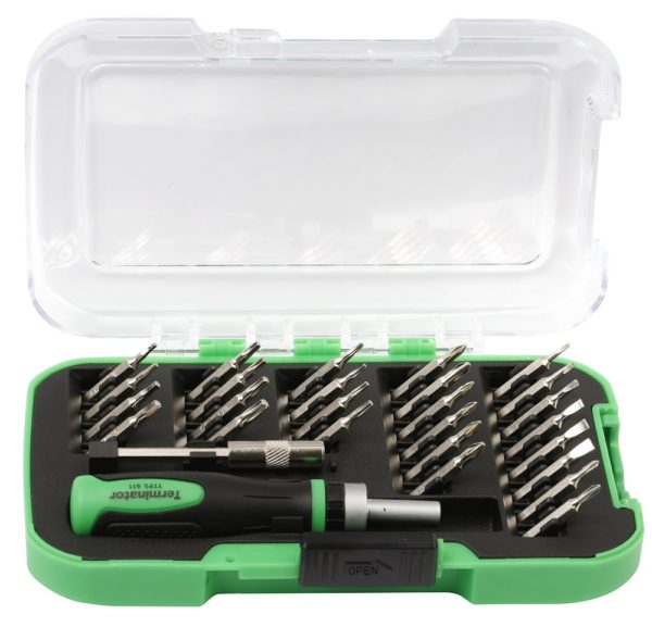 Terminator Screw Driver Set 28 Pcs, 1 Pc Pricision Screwdrive,1 Pc Multi Function Holder & 26 Pcs Precision Bit
