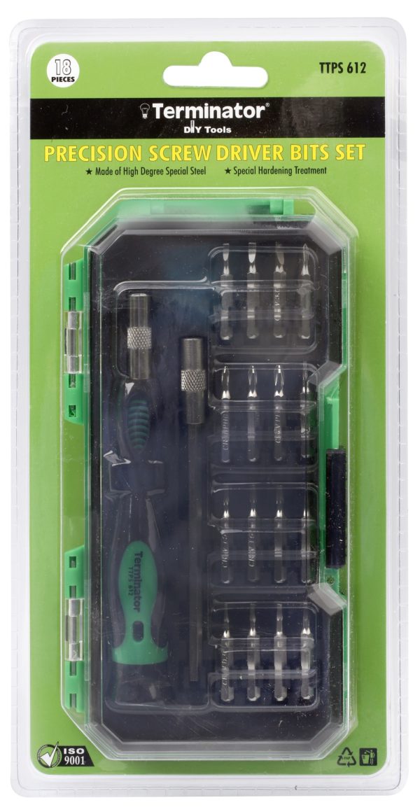 Terminator Screw Driver Set 18 Pcs,1 Pc Pricision Bits Drive,1 Pc 100 mm Bit Driver & 16 Pcs 4*28mm Bit Drivers