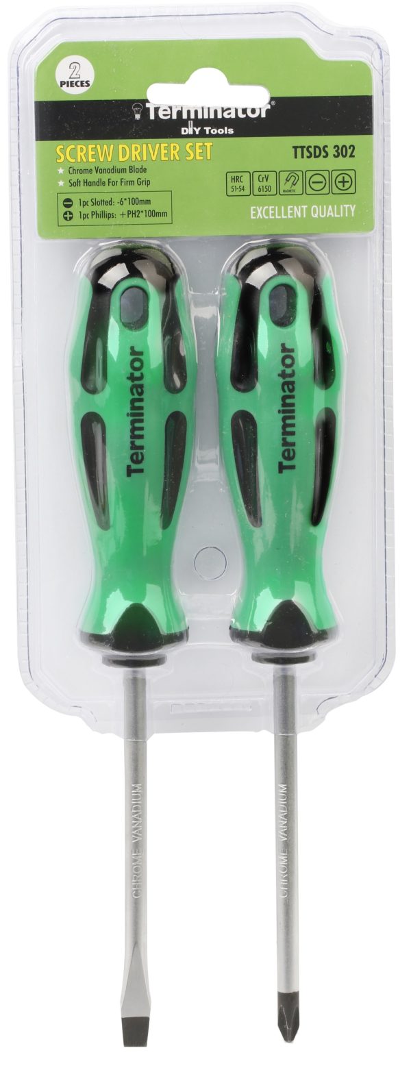 Terminator Screw Driver Set 2 Pcs, 1 Pc (-) & 1 Pc (+)