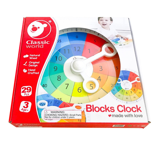 Classic World Blocks Clock, Wooden Educational Clock
