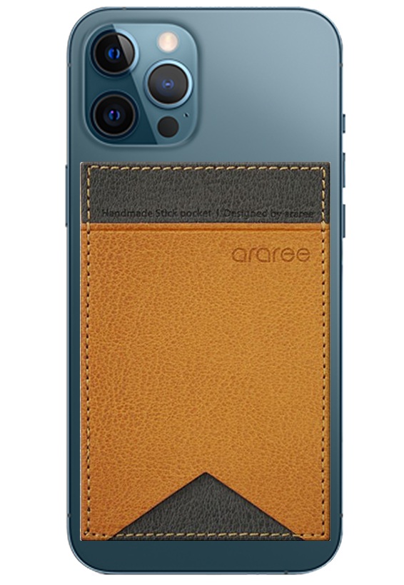 Araree Stick Pocket Lite Synthetic Leather Universal Card Holder for Mobile - Saddle Brown