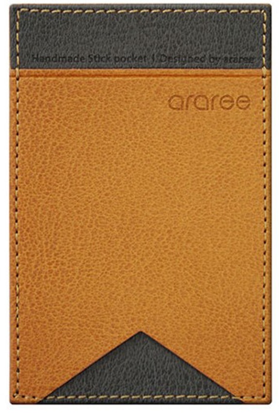 Araree Stick Pocket Lite Synthetic Leather Universal Card Holder for Mobile - Saddle Brown