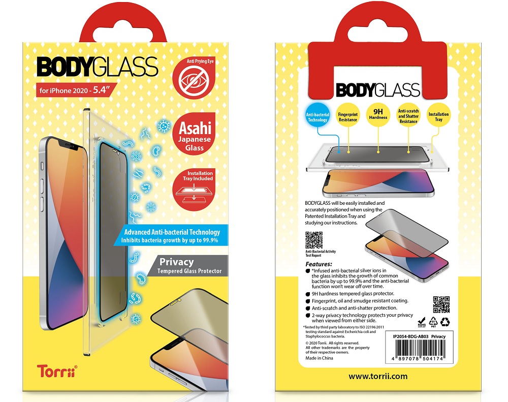 Torrii Bodyglass Anti-bacterial Coating for iPhone 12 Mini (5.4) - Privacy