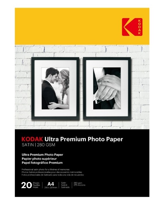 Kodak A4 Ultra Premium Photo Paper - RC Satin 280GSM - Pack of 20
