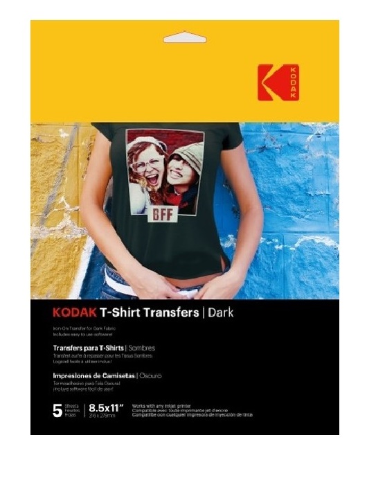 Kodak A4 Dark T-Shirt Transfers - Pack of 5