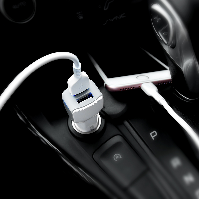 Hoco Z23 Grand Style Dual- Port Car Charger -  White