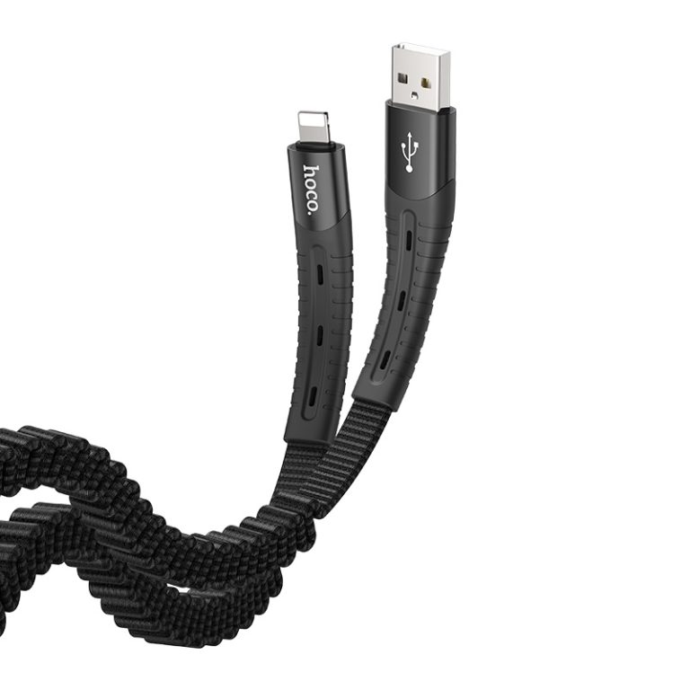 Hoco U78 Cotton Treasure Elastic Charging Data Cable for Lightning - Black