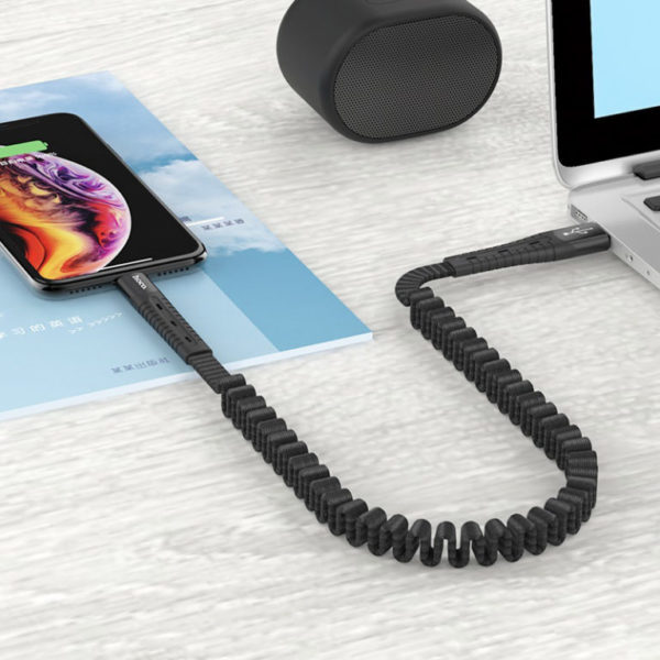 Hoco U78 Cotton Treasure Elastic Charging Data Cable for Lightning - Black