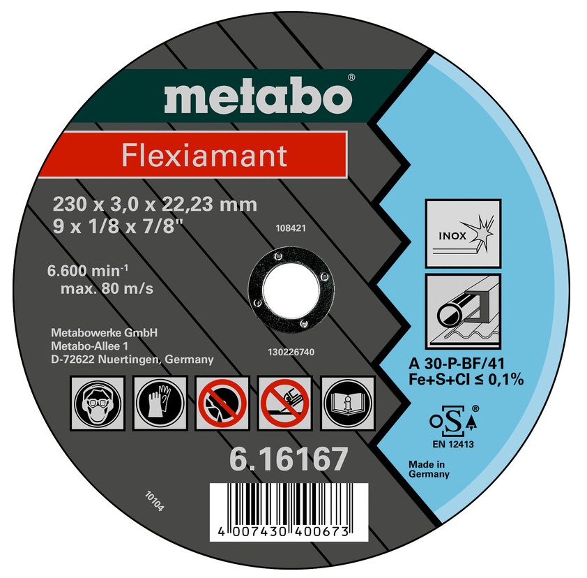 Metabo SS Cutting Disc 100X2.5X16 MM