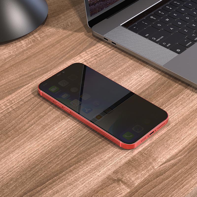 Hoco Shatterproof Edges Full Screen Anti- Spy Tempered Glass for iPhone12/12 Pro(A21) - Black