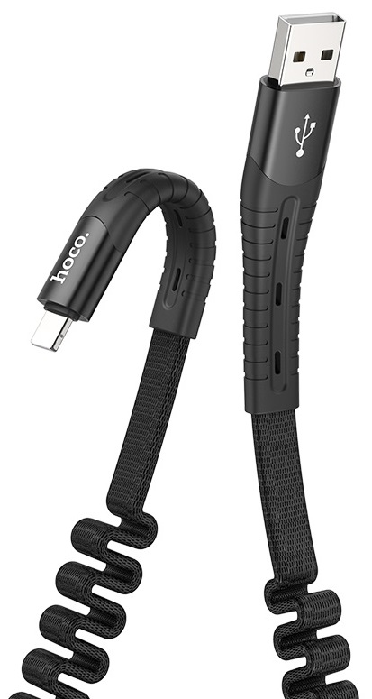 Hoco U78 Cotton Treasure Elastic Charging Data Cable for Lightning - Black