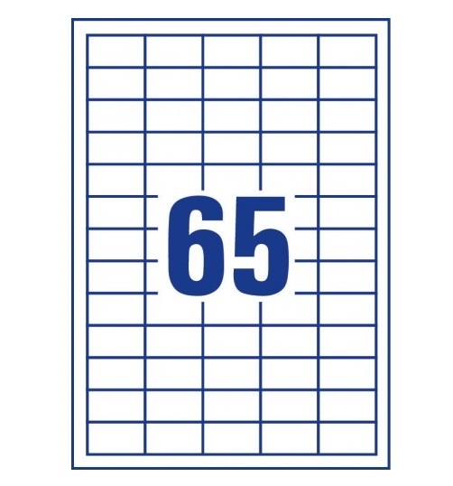 Avery Multipurpose Labels in A4 Sheet W 38mm X H 21.2mm, 65 Labels Per Page - Pack of 10 - White