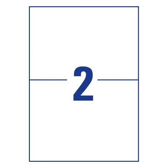 Avery Multipurpose labels in A4 sheet with ultragrip, 210 x 148 mm, 2 Labels Per Page - Pack of 10 - white