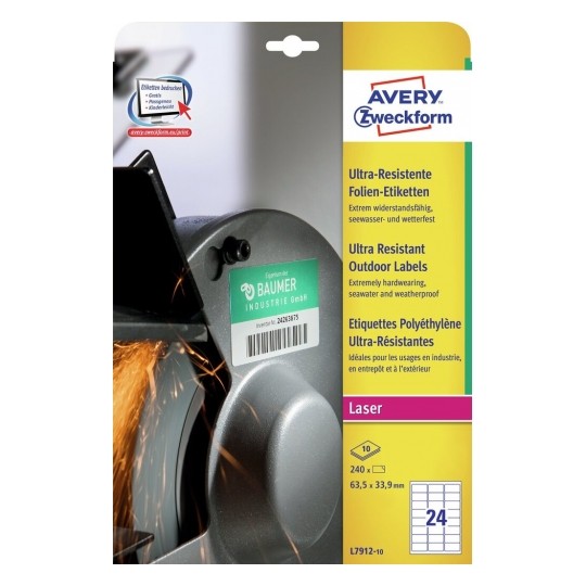 Avery Ultra Resistant Outdoor Labels, 240 Labels Per 10 Pages - L7912-10