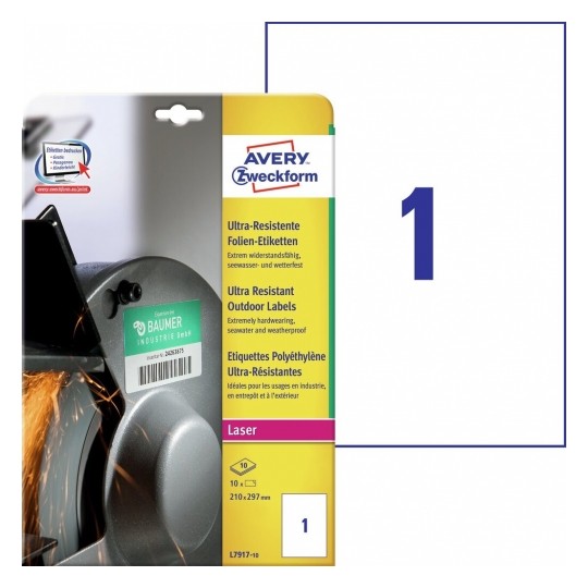 Avery Ultra Resistant Outdoor Labels, 10 Labels Per 10 Pages - L7917-10