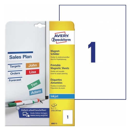 Avery Magnetic Signs, 5 Labels Per 5 Pages - J8867-5