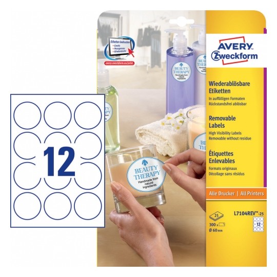 Avery Labels In Special Shape, 300 Labels - 25 Pages - L7104REV-25
