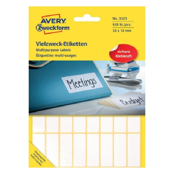 Avery Multi Usage Labels,38 x 14 (W x H mm), 928 Labels - 29 Pages - white