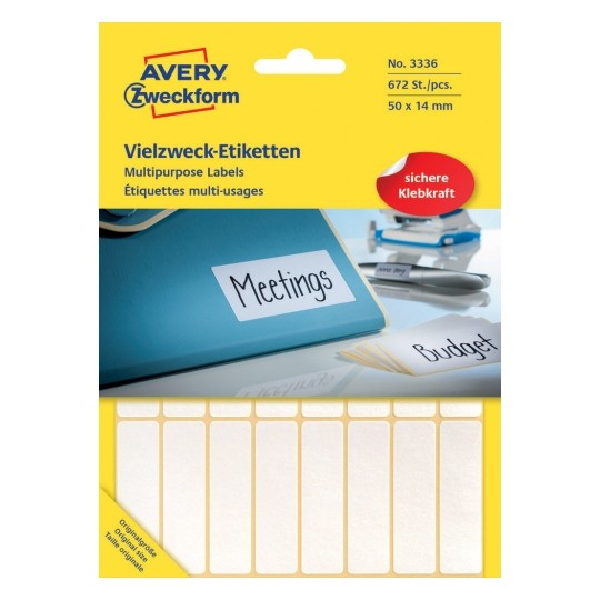 Avery Multipurpose General - Use Labels,50 x 14 (W x H mm), 672 Labels - 28 Pages - white