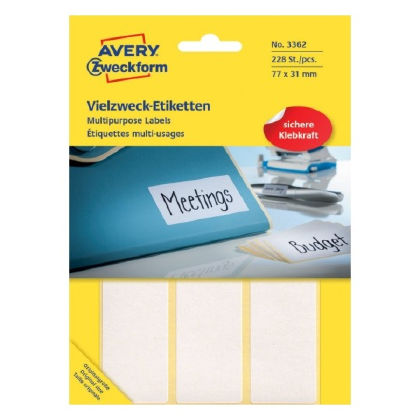 Avery Multipurpose General - Use Labels,77 x 31 (W x H mm), 228 Labels - 38 Pages - white