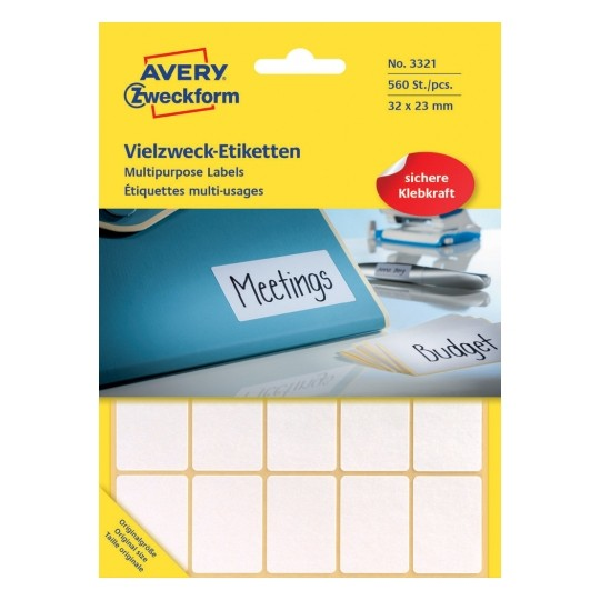 Avery Multi Usage Labels,32 x 23 (W x H mm), 560 Labels - 28 Pages - white