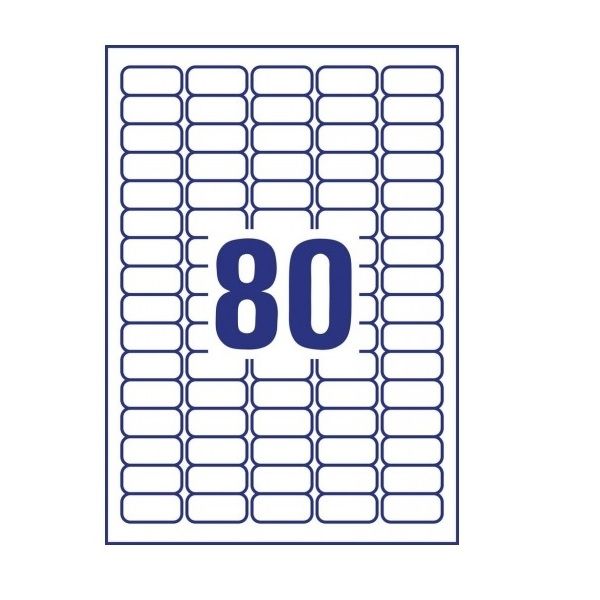Avery Multipurpose Removable Labels in A4 Sheet, W 35.6mm x H 16.9mm, 800 Labels - 10 Pages - White