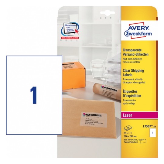 Avery Mailing Labels In A4 Sheet,210 x 297 (W x H mm), 25 Labels - 25 Pages