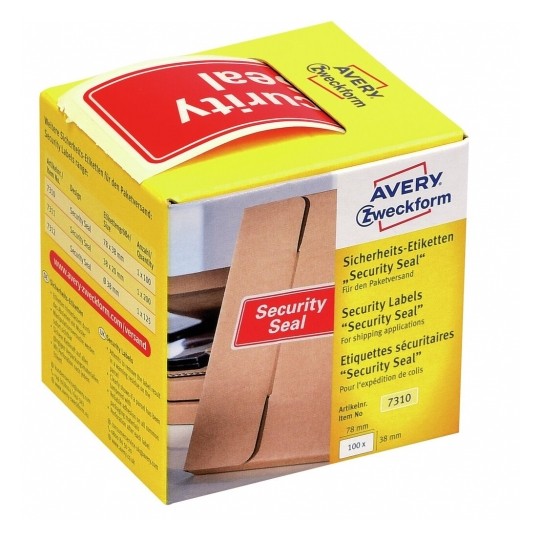 Avery Security Seals With Dispenser,78 x 38 mm, 100 Labels Per Pack - Red