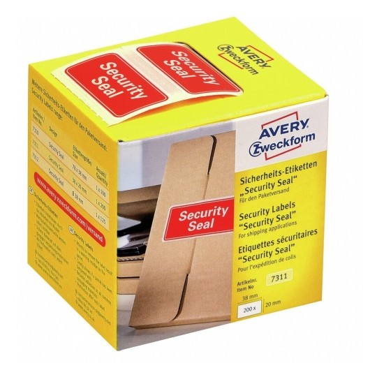 Avery Security Seals With Dispenser,38 x 20 mm, 200 Labels Per Pack - Red
