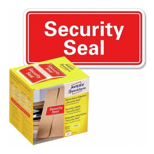 Avery Security Seals With Dispenser,38 x 20 mm, 200 Labels Per Pack - Red
