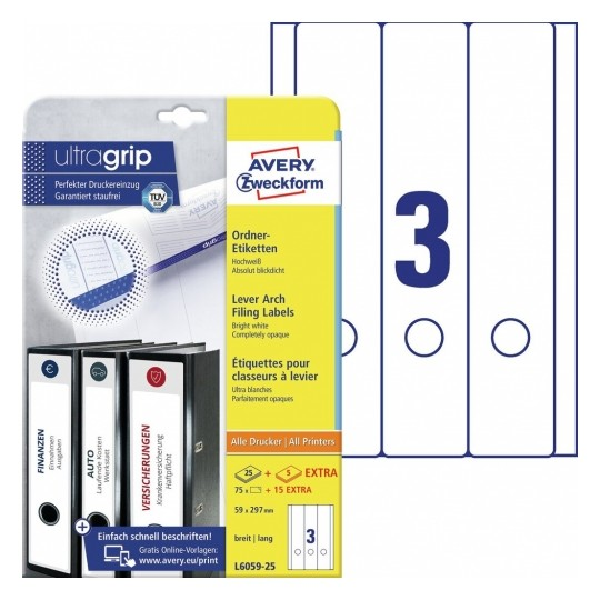 Avery Filing Labels in A4 Sheet, 90 Labels - 30 Pages