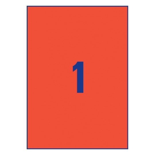 Avery Coloured Labels In A4 Sheet, 100 Labels - 100 Pages, Red