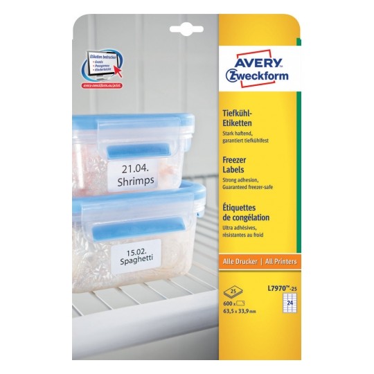 Avery Freezer Labels, 600 Labels - 25 Pages