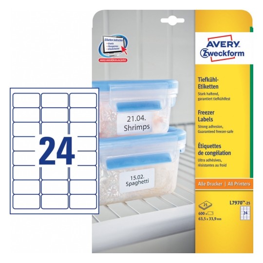 Avery Freezer Labels, 600 Labels - 25 Pages