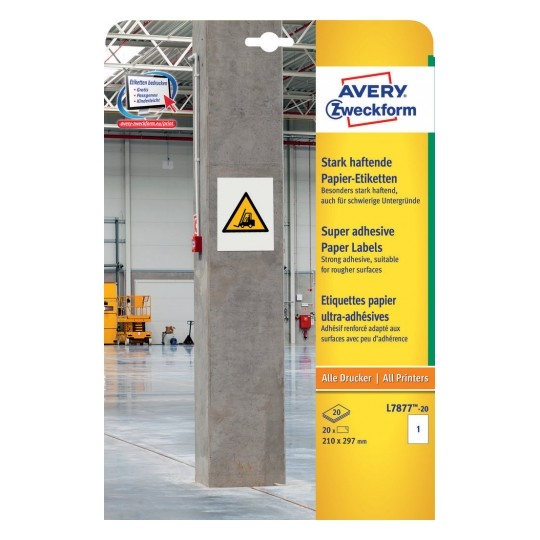 Avery Highly Adhesive Paper Labels, 20 Labels - 20 Pages