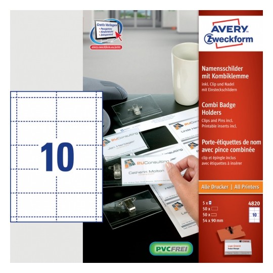 Avery Name Tags,54 X 90 Mm, 50 Labels - 5 Pages