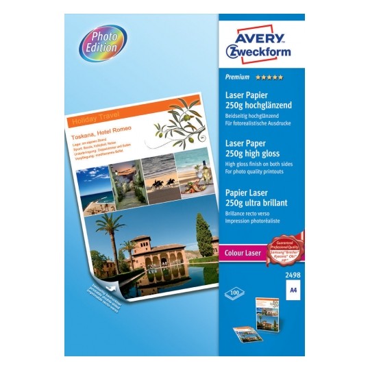 Avery Premium Color Laser Printer Paper, High-gloss, A4 250g -  100 Sheets