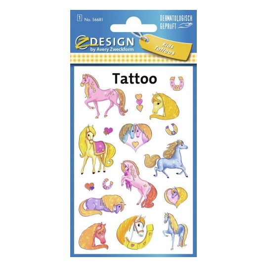 Avery Temporary Kids Tattoo, 17 Horses Tattoos Per 1 Page