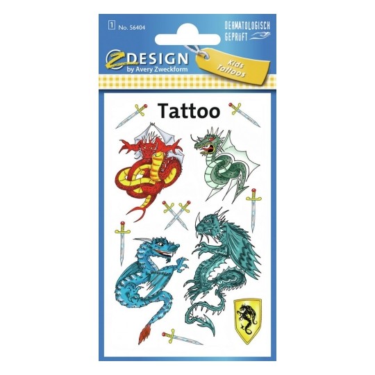 Avery Temporary Kids Tattoo, 11 Dragon Tattoos Per 1 Page