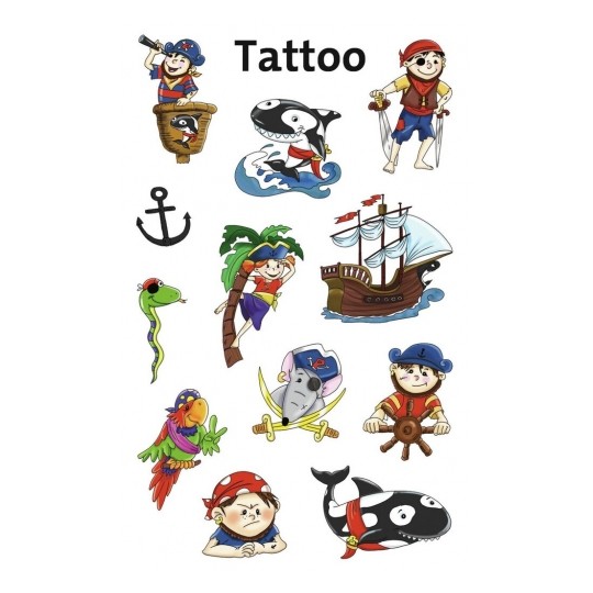 Avery Temporary Kids Tattoo, 12 Pirates Tattoos Per 1 Page