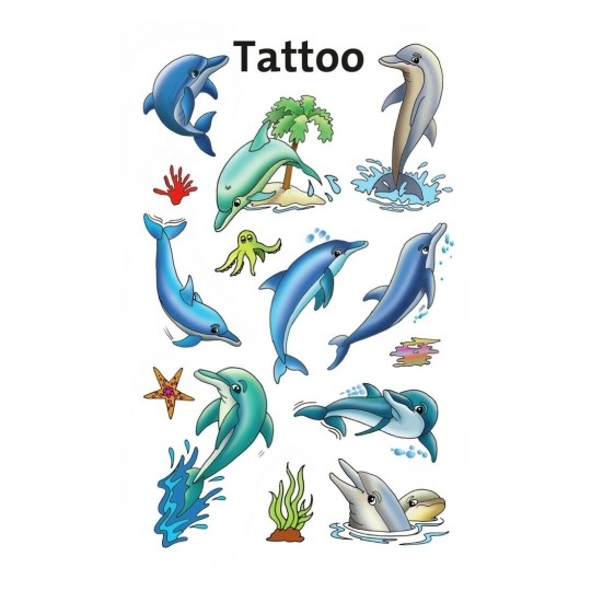 Avery Temporary Kids Tattoo, 13 Dolphins Tattoos Per 1 Page