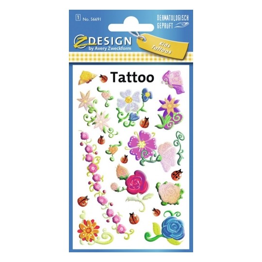 Avery Temporary Kids Tattoo, 20 Flowers Tattoos Per 1 Page