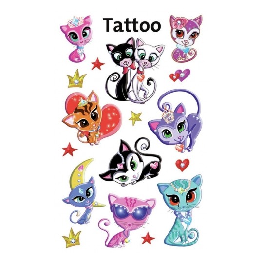 Avery Temporary Kids Tattoo, 17 Cats Tattoos Per 1 Page