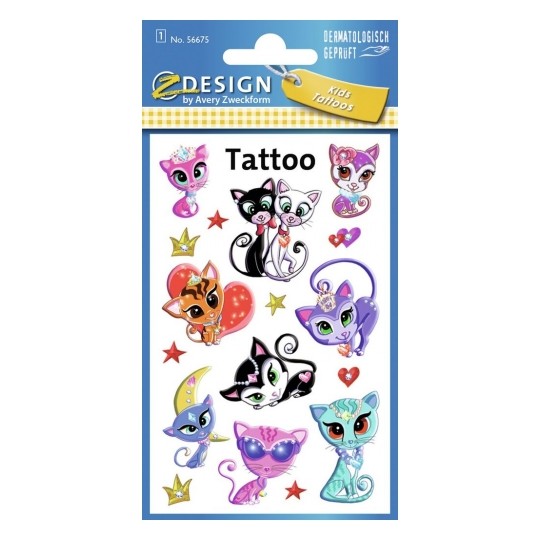 Avery Temporary Kids Tattoo, 17 Cats Tattoos Per 1 Page