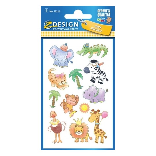 Avery Paper Stickers for Kids, Safari Babies, 12 Sticker Per 1 Page