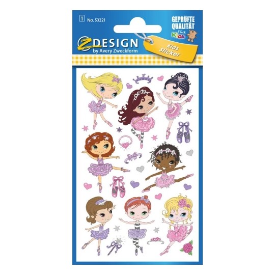 Avery Paper Stickers for Kids, Ballerina, 30 Sticker Per 1 Page