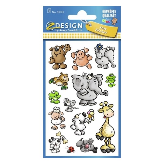 Avery Paper Stickers for Kids, Animals, 42 Sticker - 3 Page