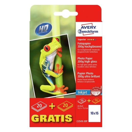 Avery Photo Paper Inkjet, 40 Sheets Per Pack